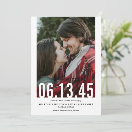 Save The Date Mariage Date découpe photo verticale Enregistrer l (Debout devant)