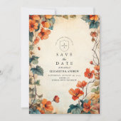 Save The Date Mariage d'automne à fleurs traînantes (Devant)
