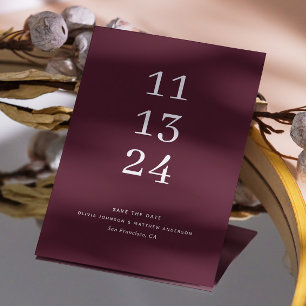 Save The Date Mariage d'automne au vin sombre   Bourgeon de Bour