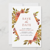 Save The Date Mariage d'automne aux fleurs orange brûlé (Devant)