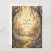 Save The Date Mariage d'automne bleu élégant (Devant)