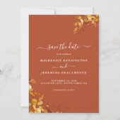 Save The Date Mariage d'automne d'Orange brûlé Photo Enregistrer (Dos)