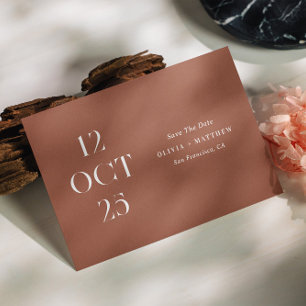 Save The Date Mariage d'automne en Terracotta Profond Moderne
