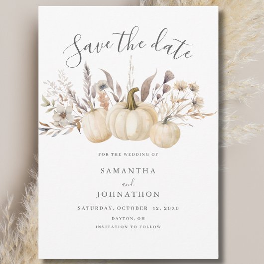 Save The Date Mariage d'automne rustique à la citrouille