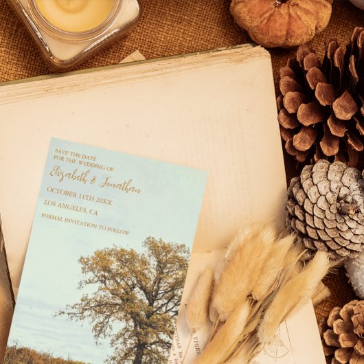 Save The Date Mariage d'automne sous un chêne rustique