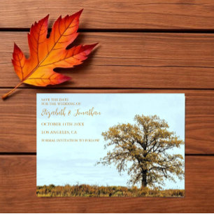 Save The Date Mariage d'automne sous un chêne rustique