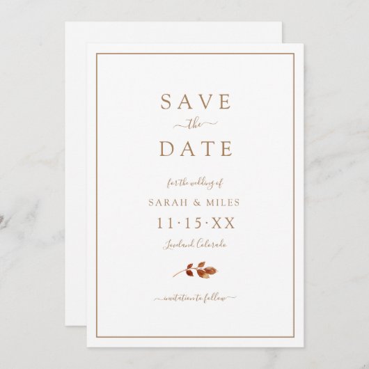 Save The Date Mariage de automne (Devant / Derrière)