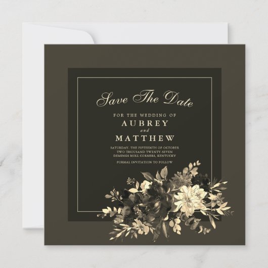 Save The Date Mariage de automne Brown de la Terre pulvérisé Flo (Devant)