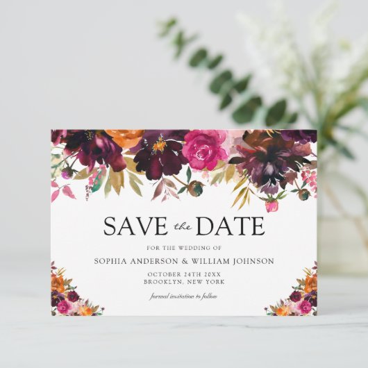 Save The Date Mariage de automne d'aquarelle Bourgogne d'automne (Debout devant)