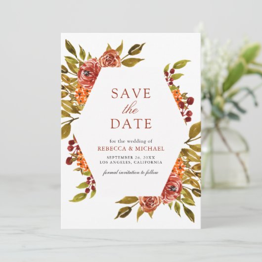 Save The Date Mariage de automne d'automne de l'orange brûlé (Debout devant)