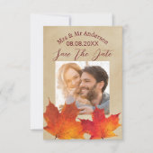 Save The Date Mariage de automne D'Automne Rustique Feuille Enre (Devant)