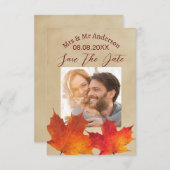 Save The Date Mariage de automne D'Automne Rustique Feuille Enre (Devant / Derrière)