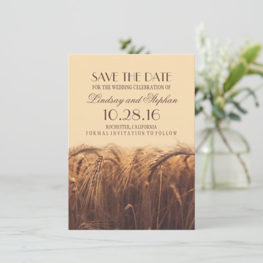 Save The Date Mariage de automne de blé Enregistrer les invitati (Debout devant)