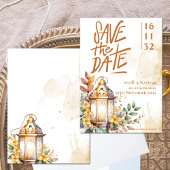 Save The Date Mariage de automne de lanterne jaune Floral Enregi