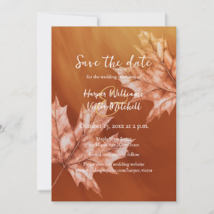 Save The Date mariage de automne feuille d'érable orange brûlé