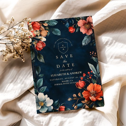 Save The Date Mariage de automne floral gothique