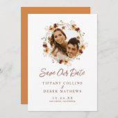 Save The Date Mariage de automne photo Fleur sauvage (Devant / Derrière)