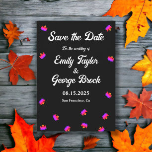Save The Date Mariage de automne Rustique Simple Noir Et Blanc