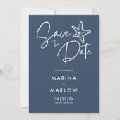 Save The Date Mariage de bande blanche marine de Starfish Enregi (Devant)