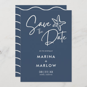 Save The Date Mariage de bande blanche marine de Starfish Enregi