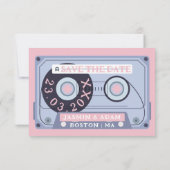 Save The Date Mariage de bande Magenta Rose Retro (Dos)