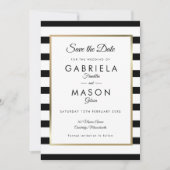 Save The Date Mariage de bande noir et blanc (Devant)