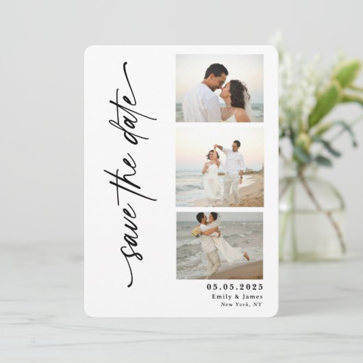 Save The Date Mariage de bande photo de script vertical classiqu (Debout devant)