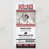 Save The Date Mariage de billets de hockey Enregistrer la date (Devant)