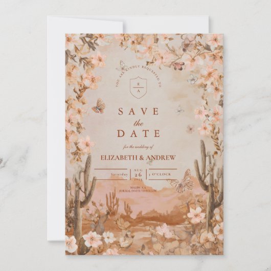Save The Date Mariage de Boho Desert Sunset Cactus (Devant)