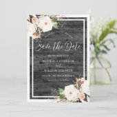 Save The Date Mariage de bois de charbon rustique blanc et blanc (Debout devant)