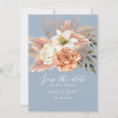 Save The Date Mariage de bois floral de Pêche bleue Dusty (Devant)