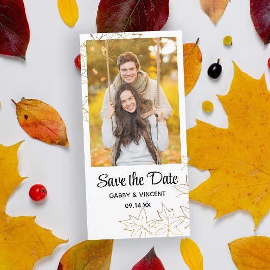 Save The Date Mariage de bord de feuille d'érable d'automne Enre