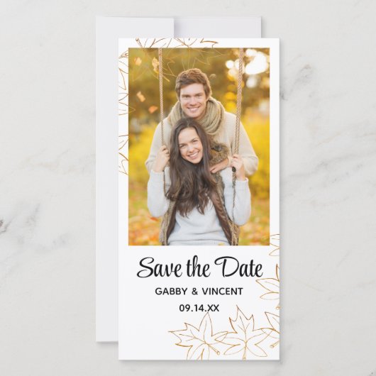 Save The Date Mariage de bord de feuille d'érable d'automne Enre (Devant)