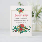 Save The Date Mariage de bouquet de Noël moderne Red Green & Gol (Debout devant)