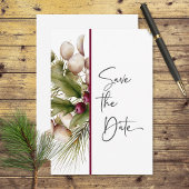 Save The Date Mariage de bouquet d'hiver de pin rustique
