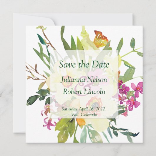 Save The Date Mariage de bouquet jonquille de printemps (Devant)