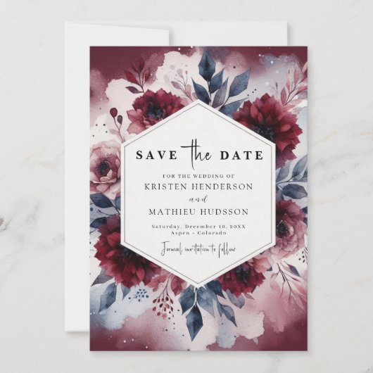 Save The Date Mariage de Bourgogne moderne (Devant)