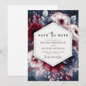 Save The Date Mariage de Bourgogne moderne et modifiable (Devant / Derrière)