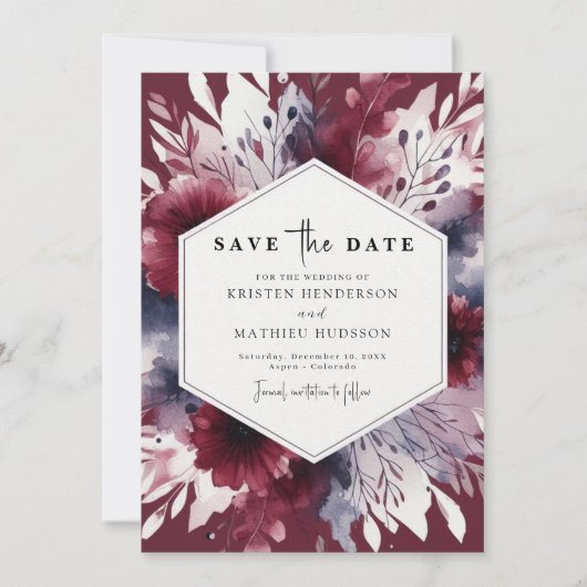 Save The Date Mariage de Bourgogne raffiné (Devant)