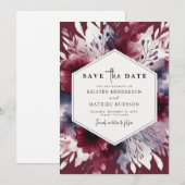 Save The Date Mariage de Bourgogne raffiné (Devant / Derrière)