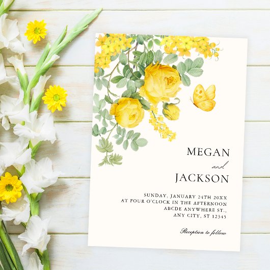 Save The Date Mariage de branche florale jaune
