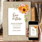 Save The Date Mariage de Burlap de fleurs de tournesol