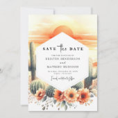 Save The Date Mariage de cactus à aquarelle minimale (Devant)