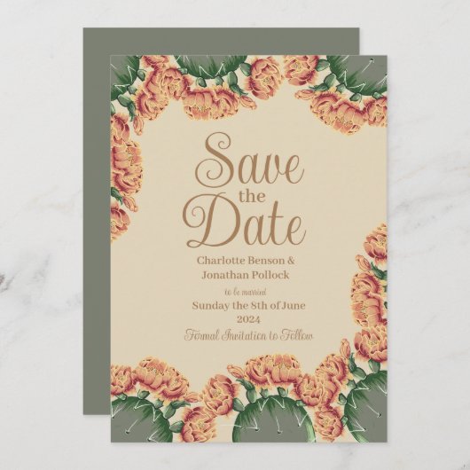 Save The Date Mariage de cactus à fleur de poires (Devant / Derrière)