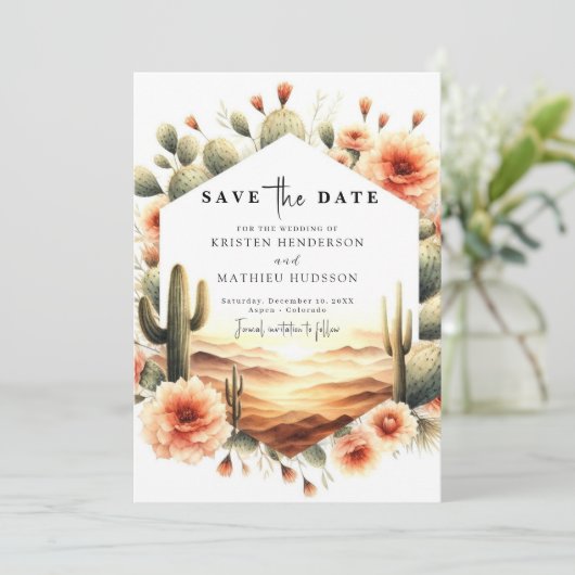 Save The Date Mariage de cactus à impression sud (Debout devant)