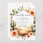 Save The Date Mariage de cactus à impression sud (Devant / Derrière)