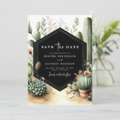 Save The Date Mariage de cactus aquarelle classique (Debout devant)