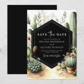 Save The Date Mariage de cactus aquarelle classique (Devant / Derrière)