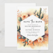 Save The Date Mariage de cactus aquarelle modifiable (Devant / Derrière)