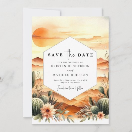 Save The Date Mariage de cactus classique modifiable (Devant)